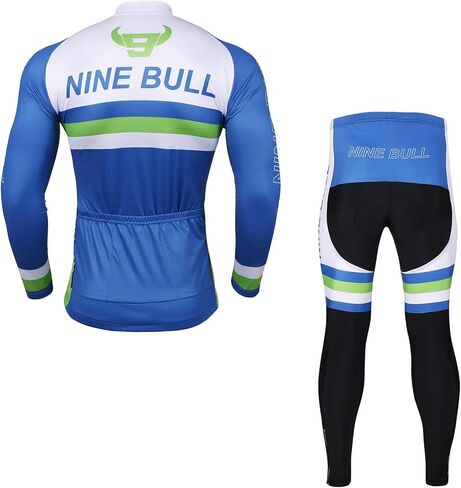 طقم جيرسي لركوب الدراجات للرجال - قميص عاكس للضوء سريع الجفاف لركوب الدراجات وسروال طويل مبطن ثلاثي الأبعاد لركوب الدراجات وأكمام طويلة أزرق in Kuwait