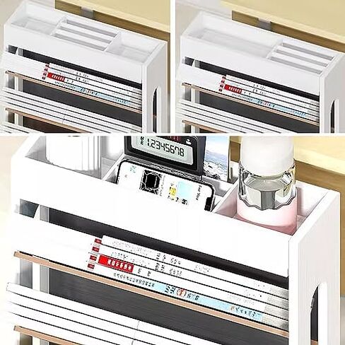 Mobile Bookshelf,Wooden Rolling Storage Cart with Wheels - Bright White Book Shelf Orga for Bedroom, Living Room, Home & School - Versatile Magazine Rack & Book Cart in Saudi Arabia