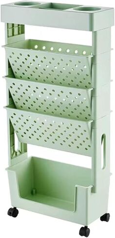 Mobile Bookshelf,5-Tier Rolling Bookshelf on Wheels - Mobile Book Cart & Magazine Rack - Versatile Utility Shelf for Organizing, Displaying Books & Magazines in Home or Office in Saudi Arabia