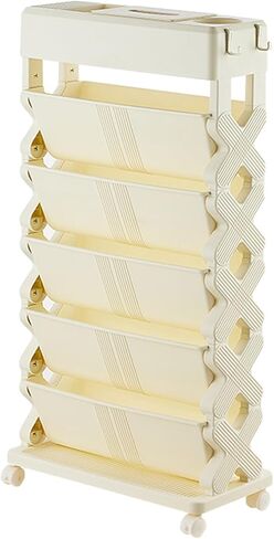 Mobile Bookshelf,6-Tier Rolling Book Cart with Removable Shelves - Large Capacity Mobile Orga for Home & Office - Practical Library Storage Solution for Books & Supplies in Saudi Arabia