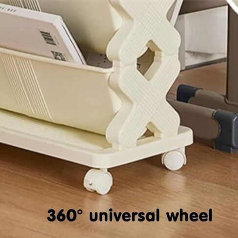 Mobile Bookshelf,6-Tier Rolling Book Cart with Removable Shelves - Large Capacity Mobile Orga for Home & Office - Practical Library Storage Solution for Books & Supplies in Saudi Arabia
