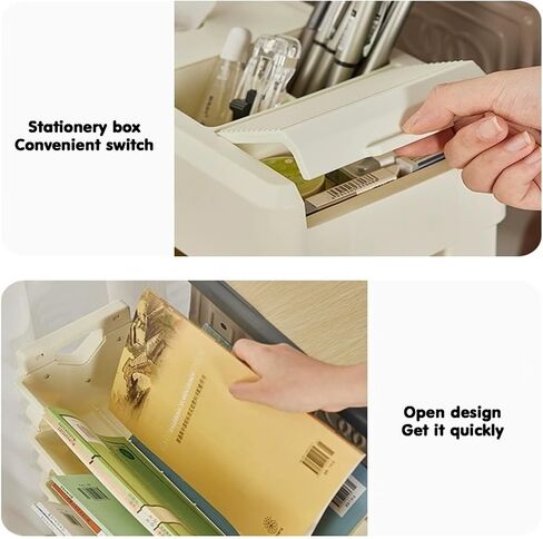 Mobile Bookshelf,6-Tier Rolling Book Cart with Removable Shelves - Large Capacity Mobile Orga for Home & Office - Practical Library Storage Solution for Books & Supplies in Saudi Arabia