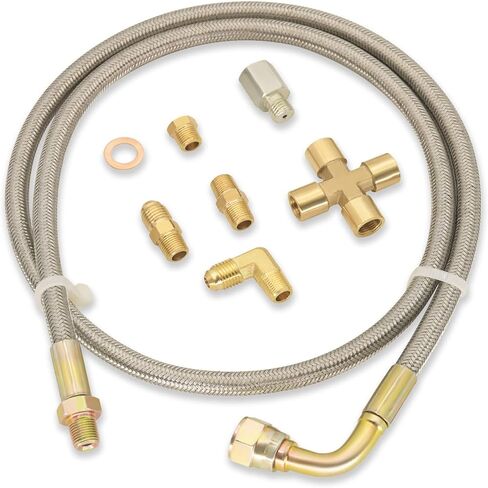 Stainless Steel Turbo Oil Feed Line Kit & Return Line Kit - 1/8 NPT 4AN Oil Feed Line Fit for T3, T4, T3/T4, T04E, T70, T66, T67, GT35, GT45 - Complete Oil Drain Line Set in Saudi Arabia