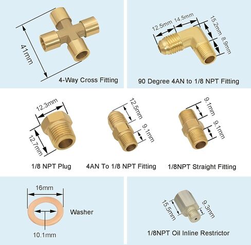 Stainless Steel Turbo Oil Feed Line Kit & Return Line Kit - 1/8 NPT 4AN Oil Feed Line Fit for T3, T4, T3/T4, T04E, T70, T66, T67, GT35, GT45 - Complete Oil Drain Line Set in Saudi Arabia