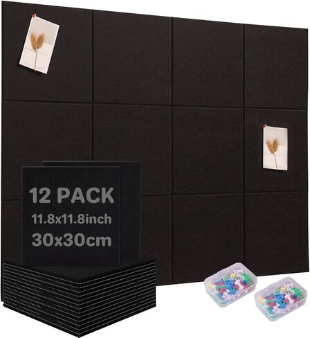 Large Felt Bulletin Board for Walls, 48" x 36" Black Bulletin Board 12 Pack Cork Board with 72 Safe Removable Adhesive Tabs, Bulletin Boards for Home Office Classroom (12Pack-Oatmeal Fine-Stripe) in Saudi Arabia