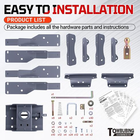 طقم وصلة ربط المقطورة Gooseneck كرة قابلة للطي GNRK1123 متوافقة مع شاحنات Ford F250 وF350 2023−2026، وشاحنات Ford F450 مع سرير مثبت في المصنع، 30,000 رطل GTW، كرة 2-5/16 بوصة in Kuwait