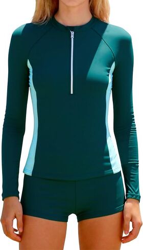 ملابس سباحة TUONROAD للفتيات من Rash Guard مكونة من قطعتين بأكمام طويلة مبطنة لباس سباحة للفتيات المراهقات 11-16 سنة in Kuwait