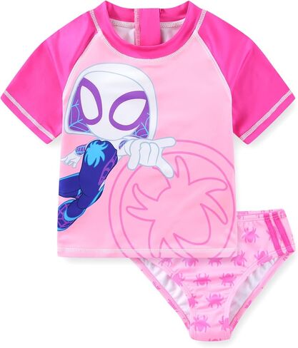 Marvel Spider-Gwen Girls UPF 50+ Rash Guard Shirt and Bikini Bottom Two Piece Swimsuit Set for Toddler and Big Kids in Saudi Arabia