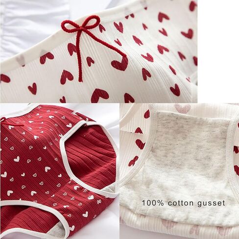 Women’s Cute Panties 5 Pack, Strawberry Heart Lace Soft Breathable Kawaii Mid-Rise Underwear Briefs for Girls in Saudi Arabia
