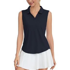 Idtswch Women's Sleeveless Golf Polo Shirts V-Neck Collared UPF 50+ Quick Dry Lightweight Workout Athletic Tennis Tops in Saudi Arabia