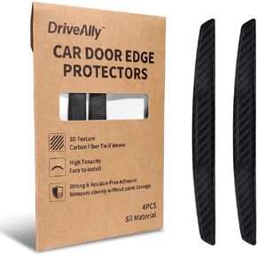 4Pcs 3D Carbon Fiber Texture Car Door Edge Protector Trim Strip Anti-Scratch and Anti-Collision Side Door Protectors Vehicle Exterior Accessories Sticker Black in Saudi Arabia