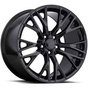 مقاس 19 × 12 بوصة يناسب FR 22 C7 Z06 لعجلة كورفيت باللون الأسود اللامع - نمط مسمار 5 × 4.75 بوصة - إزاحة 59 مم - حجم المحور 70.3 مم in Kuwait