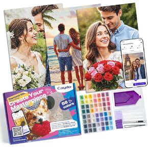 Caydo Diamond Painting Kits for Adults with Custom Design App - Convert Photos to Custom Templates in 5 Minutes, Includes 3 A4 Canvases, 30,000pcs 2.88mm Diamonds in 56 Colors & Complete Tool Set in Kuwait