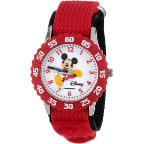 Disney Kids' W000003 Time Teachers Mickey Mouse Stainless Steel Watch with Two-Tone Nylon Band in Kuwait