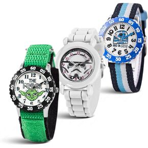 STAR WARS 3-Pack Watch Set for Kids Ages 4–7 – Featuring R2-D2, Stormtrooper and Darth Vader Dial Designs – Black, Blue and White Bezels with Nylon and Silicone Straps – GET 2 Mystery Bonus Watches in Kuwait