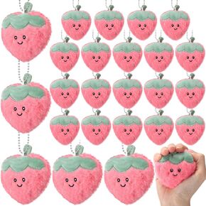 Meooeck 24 Pcs Red Strawberry Party Favors Bulk Cute Strawberry Plush Keychain Pendant Gift Kawaii Fruit Keychain Goodie Bag for Kids Valentines Day Baby Shower Berry Birthday Party Supplies in Saudi Arabia