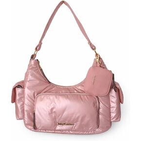حقيبة كتف Juicy Couture Timeless Hobo مع جيوب بسحاب وأجزاء صلبة ذهبية اللون (الماس الوردي) in Kuwait