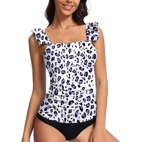 Soneven Women's Swim Shirt UPF 50+ Ruffle Sleeve Rash Guard UV Sun Protection Swimsuit Top Bathing Suit No Bottom in Kuwait