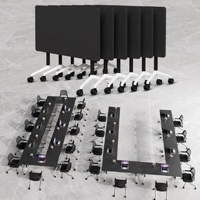 4Pack Conference Room Tables, Modern Folding Conference Table with Wheels, Mobile Office Conference Room Training Table flip top Nesting Tables for Meeting Room, Office, Classroom (4,47.2in) in Kuwait