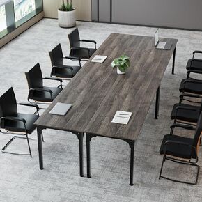 طاولة اجتماعات بطول 6.5 قدم مع تكوين مرن، طاولة غرفة اجتماعات مع وسادات قدم قابلة للتعديل، هيكل ثابت، طاولة ندوات مستطيلة كبيرة تتسع من 4 إلى 22 شخصًا (1، بني) in Kuwait