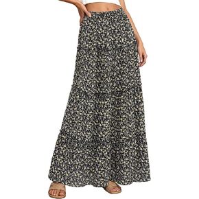 BTFBM Floral Maxi Skirts for Women Summer Spring 2026 Elastic Waist Tiered Flowy Beach Vacation Boho Midi Long Skirt in Kuwait