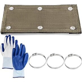 Coloch Titanium Pipe Shield, 6"x12" Exhaust Heat Shield Protector with Clamps & Gloves Two-Layer Pipe Heat Insulation Protection up to 1200°F, for Pipes, Automotive, Motorcycle in Kuwait