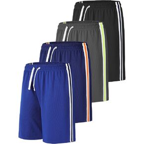 ريسينتا 4 قطع من شورتات الجري الرياضية للأولاد سريعة الجفاف، شورتات شبكية نشطة لممارسة التمارين الرياضية في صالة الألعاب الرياضية in Kuwait