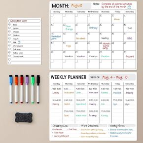 LANDNEOO Magnetic Dry Erase Calendar for Refrigerator, 3 Pack-Monthly, Weekly, Daily Magnet Fridge Whiteboard Planner for Chore Chart, Menu, To Do List, 14"X11", w/ 6 Markers, Style 2 in Saudi Arabia