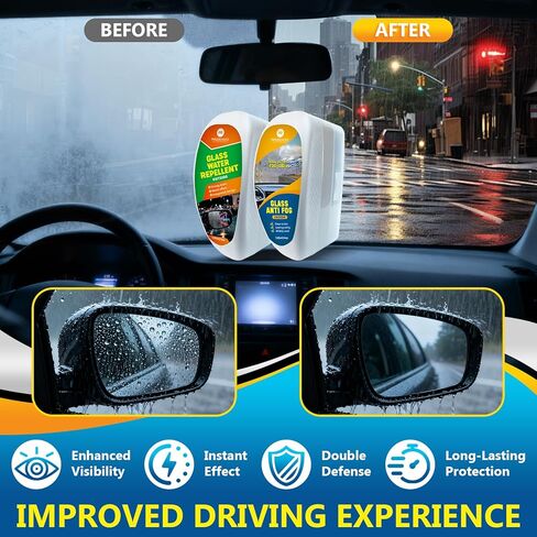 طارد مياه السيارة ومضاد للضباب للزجاج الأمامي - طلاء متطور مقاوم للماء، رؤية واضحة، حماية طويلة الأمد، سهل الاستخدام للسيارات والشاحنات وسيارات الدفع الرباعي in Kuwait