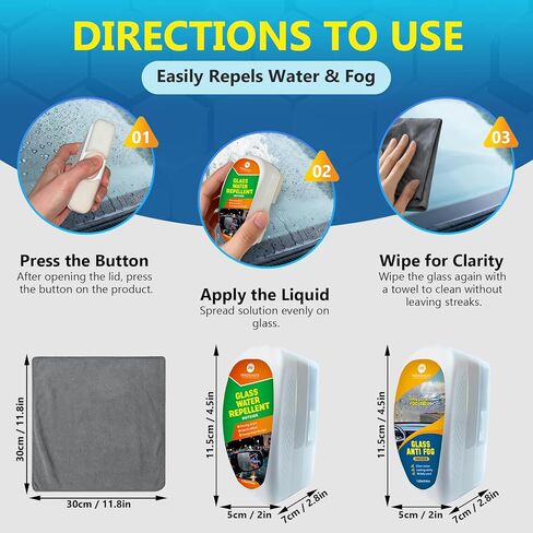 طارد مياه السيارة ومضاد للضباب للزجاج الأمامي - طلاء متطور مقاوم للماء، رؤية واضحة، حماية طويلة الأمد، سهل الاستخدام للسيارات والشاحنات وسيارات الدفع الرباعي in Kuwait