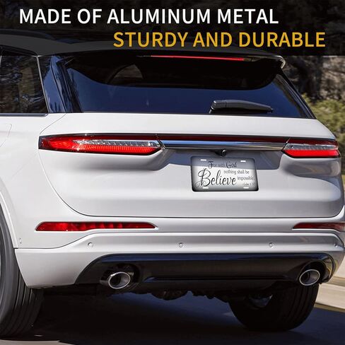 for with God Nothing Shall be Impossible.Decorative Front License Plate Cover.Wall Decoration.Vehicle Decoration.Female License plate6x12inch 4(Holes) in Saudi Arabia