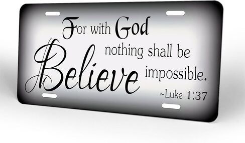 for with God Nothing Shall be Impossible.Decorative Front License Plate Cover.Wall Decoration.Vehicle Decoration.Female License plate6x12inch 4(Holes) in Saudi Arabia
