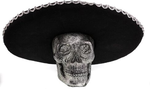 GiftExpress 2-Pack Adult Black Sombrero Hat, 18-Inch Wide – Mariachi-Style Costume Sombrero with Silver Braid Trim, Polyester, One Size Fits Most in Saudi Arabia