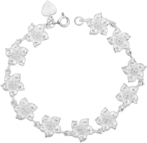 1/2 inch wide Sterling Silver Hibiscus Flower Charm Bracelet for Women 12mm fits 7-8 inch wrists in Saudi Arabia