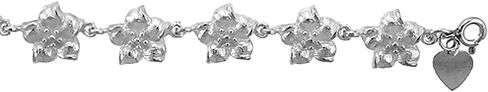 1/2 inch wide Sterling Silver Hibiscus Flower Charm Bracelet for Women 12mm fits 7-8 inch wrists in Saudi Arabia