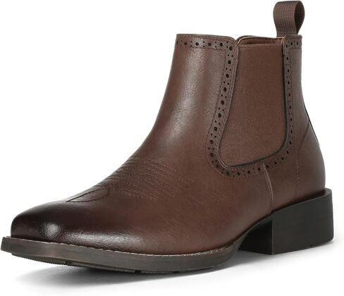 Men's Western Chelsea Cowboy Boots Square Toe Slip On Ankle Boots for Men Casual Botas Vaqueras Para Hombre Retro Stylish Daily Wear in Saudi Arabia