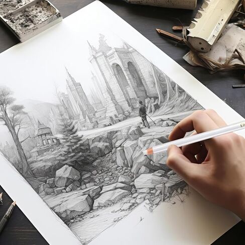 20 قطعة من أقلام ممحاة للفنانين من Maitys و2 قطعة مبراة خشبية للرسم الاحترافي، قلم ممحاة للرسم لرسم رسومات الفحم، ومراجعة تفاصيل المسح للمبتدئين in Kuwait
