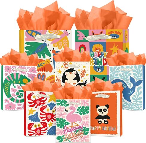حقائب هدايا Qiqee Christmas مجموعة من 10 - أكياس بيضاء مع تصميم دمية حمراء وخضراء (2pcs كبيرة 5.5 "x10.2" x13 "، 4pcs متوسطة 4.3" × 7.7 "× 9.6" ، 4pcs صغيرة 2.4 "x 4.7" x 6.3 "، 30pcs ورق أنسجة كهدية.) in Saudi Arabia