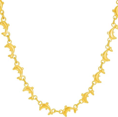 LIFETIME JEWELRY Dolphin Link Chain Necklace for Women and Men 24k Gold Plated in Kuwait
