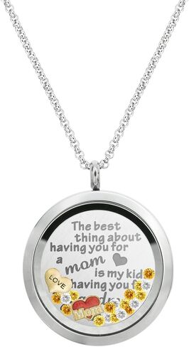 The Best Thing About Having You for A Mom is My Kids Having You for A Grandma Stainless Steel Locket Pendant Floating Charms Necklace in Saudi Arabia