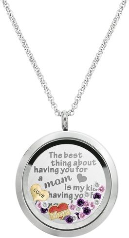 The Best Thing About Having You for A Mom is My Kids Having You for A Grandma Stainless Steel Locket Pendant Floating Charms Necklace in Saudi Arabia