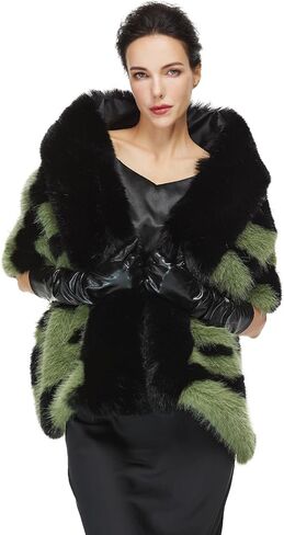 Women Faux Fur Shawl Wrap with Faux Fox Fur Trim Collar for Evening Dresses Wedding Party in Saudi Arabia