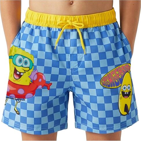 Get Trend Spongebob Squarepants Boys Swim Trunks, UPF 50+ Swim Shorts for Beach Pools, Mesh Lined Elasticated Swimming Trunks in Kuwait