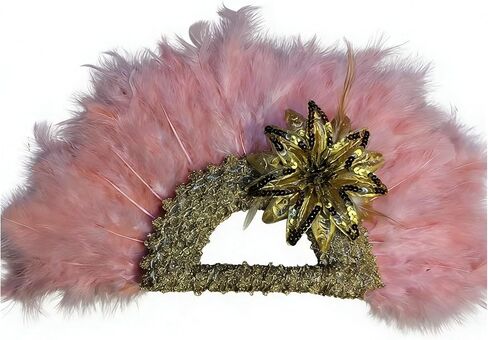 African Style Bridal Fan with Turkey Feather and Gold/Silver Handle(Pink,Silver) in Saudi Arabia