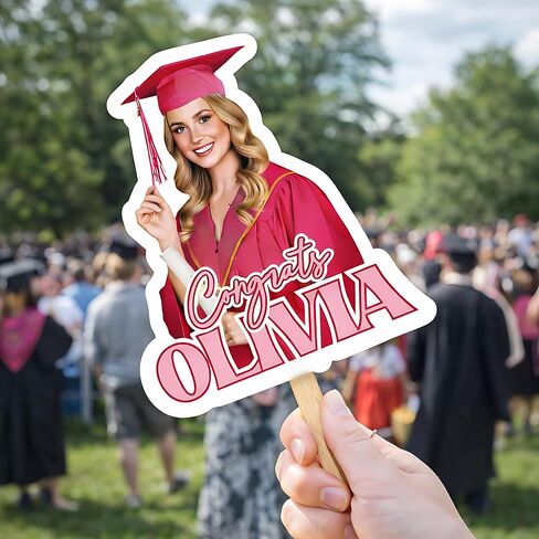 Personalized Graduation Paddle Fan Class of 2026 Custom Handheld Photo Fan with Name Pink Grad Design High School College Commencement Party Keepsake S2 in Saudi Arabia