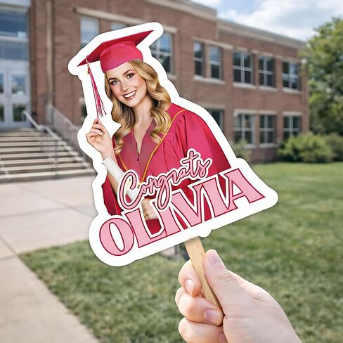 Personalized Graduation Paddle Fan Class of 2026 Custom Handheld Photo Fan with Name Pink Grad Design High School College Commencement Party Keepsake S2 in Saudi Arabia