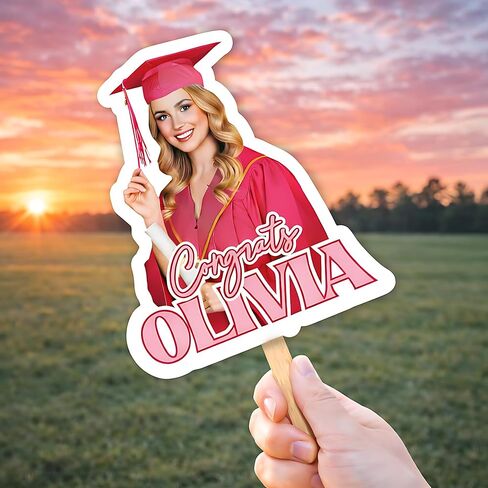 Personalized Graduation Paddle Fan Class of 2026 Custom Handheld Photo Fan with Name Pink Grad Design High School College Commencement Party Keepsake S2 in Saudi Arabia