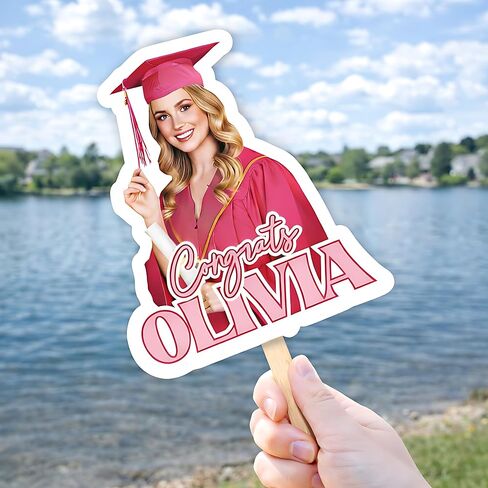Personalized Graduation Paddle Fan Class of 2026 Custom Handheld Photo Fan with Name Pink Grad Design High School College Commencement Party Keepsake S2 in Saudi Arabia