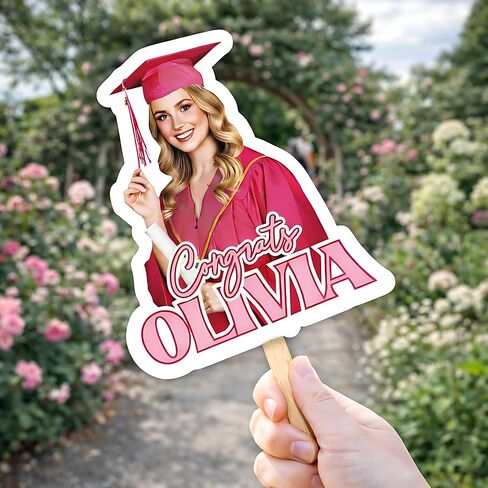 Personalized Graduation Paddle Fan Class of 2026 Custom Handheld Photo Fan with Name Pink Grad Design High School College Commencement Party Keepsake S2 in Saudi Arabia