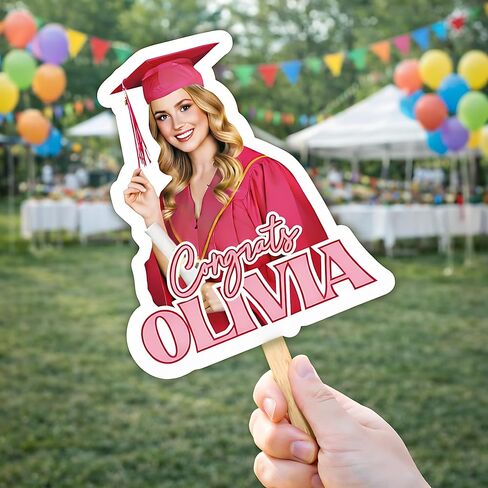 Personalized Graduation Paddle Fan Class of 2026 Custom Handheld Photo Fan with Name Pink Grad Design High School College Commencement Party Keepsake S2 in Saudi Arabia